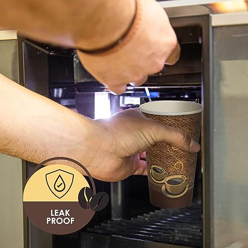 PAMI Hot Coffee Paper Cups -Disposable Take-Away Coffee Cups For Hot Drinks- Single-Use Paper Glasses For Espresso, Hot Chocolate, Tea- Cute To-Go Hot Beverage Drinking Cups (1000, 16oz)