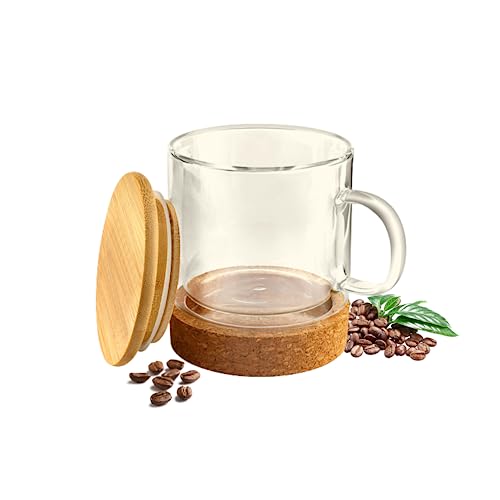 Clear Borosilicate Coffee Mug with Bamboo Lid