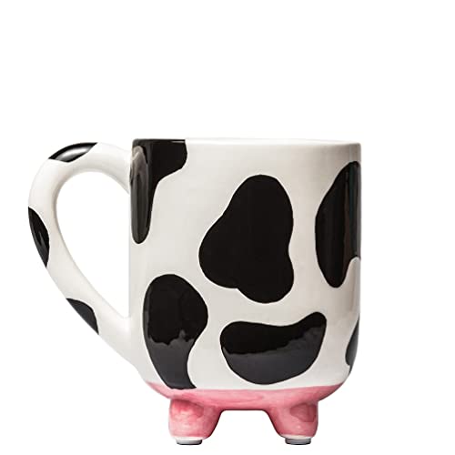 SWEETLO Cow Coffee Mug Cow Stuff 15oz Ceramic Cow Cup - Cow Mug with Udders - Cow Print Cups - Weird Milk Cow Mugs with Udders Cow Print Cup Gifts for Women - Taza de Vaca Cow Lover Gifts