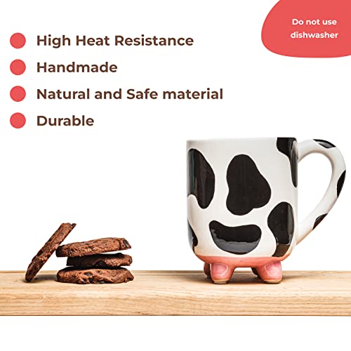 SWEETLO Cow Coffee Mug Cow Stuff 15oz Ceramic Cow Cup - Cow Mug with Udders - Cow Print Cups - Weird Milk Cow Mugs with Udders Cow Print Cup Gifts for Women - Taza de Vaca Cow Lover Gifts
