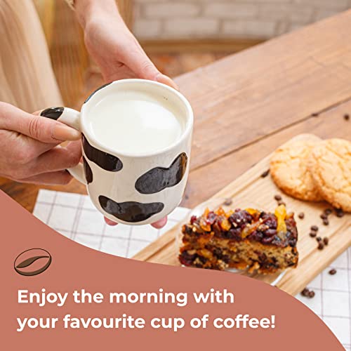 SWEETLO Cow Coffee Mug Cow Stuff 15oz Ceramic Cow Cup - Cow Mug with Udders - Cow Print Cups - Weird Milk Cow Mugs with Udders Cow Print Cup Gifts for Women - Taza de Vaca Cow Lover Gifts