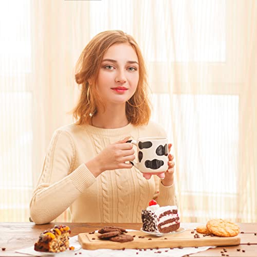 SWEETLO Cow Coffee Mug Cow Stuff 15oz Ceramic Cow Cup - Cow Mug with Udders - Cow Print Cups - Weird Milk Cow Mugs with Udders Cow Print Cup Gifts for Women - Taza de Vaca Cow Lover Gifts