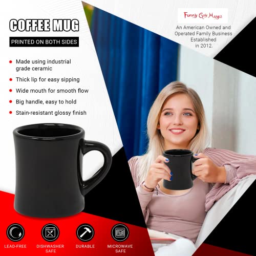 Funny Guy Mugs Classic Retro Diner Coffee Mug - Heavy Duty 10 Oz Stoneware Cup with Easy Grip Handle - Ideal for Hot and Cold Beverages (Black, 10 Ounce)