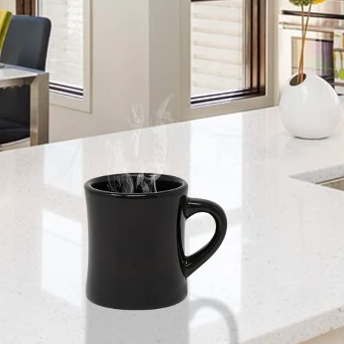Funny Guy Mugs Classic Retro Diner Coffee Mug - Heavy Duty 10 Oz Stoneware Cup with Easy Grip Handle - Ideal for Hot and Cold Beverages (Black, 10 Ounce)