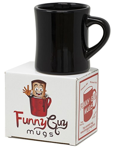 Funny Guy Mugs Classic Retro Diner Coffee Mug - Heavy Duty 10 Oz Stoneware Cup with Easy Grip Handle - Ideal for Hot and Cold Beverages (Black, 10 Ounce)