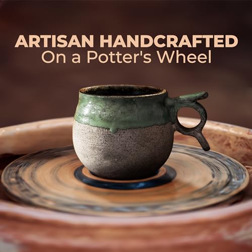 Handcrafted Viking-Inspired Stoneware Coffee & Tea Mug - 10-12 oz Handmade Ceramic Artisan Cup - Oasis Pottery Nordic Mug with Thumb Rest - Microwave & Dishwasher Safe