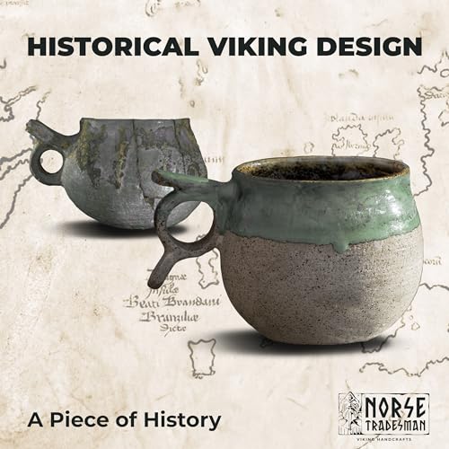 Handcrafted Viking-Inspired Stoneware Coffee & Tea Mug - 10-12 oz Handmade Ceramic Artisan Cup - Oasis Pottery Nordic Mug with Thumb Rest - Microwave & Dishwasher Safe