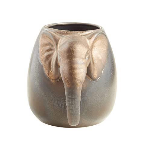 ART & ARTIFACT Ceramic Elephant Mug - 3D Mug Elephant Coffee Mugs, Elephant Shaped Tea Cup, Gray Animal Coffee Cup 32 Oz Capacity
