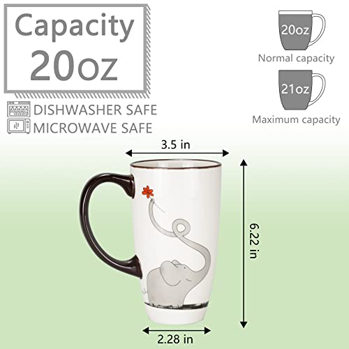ToCooTo Ceramic Coffee Mug Porcelain Novelty Elephant Mug for Animal Lover 20 oz Large Tea Mug Birthday Gifts for Women Men Mom Dad Kid Teacher Friend Give for Christmas Housewarming Holiday White