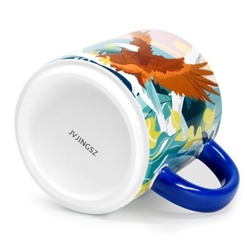 JVJINGSZ Ceramic Coffee Mug Sets Eagle Animal Prints, Microwavable Tea Cups, Unique Style Mugs for Drinking Hot Beverages, Latte, Cappuccino, Espresso, 13.5 oz Large Capacity