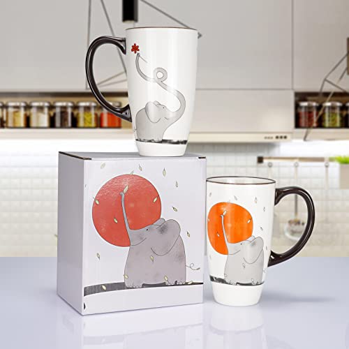 ToCooTo Ceramic Coffee Mug Porcelain Novelty Elephant Mug for Animal Lover 20 oz Large Tea Mug Birthday Gifts for Women Men Mom Dad Kid Teacher Friend Give for Christmas Housewarming Holiday White
