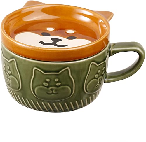 VANUODA Cute Dog Mug with Lid,Animal Ceramic Coffee Tea Cup,Graduation Valentines Mothers Fathers Day Easter Christmas Gifts for Teacher Women Wife Mum Her Kid Girl Boy Friend, Birthday Present Idea