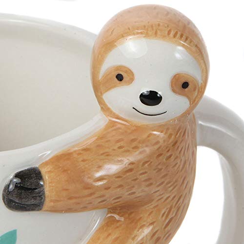 Lily's Home Hang In There Lazy Sloth 3D Animal Mug. Ceramic Cup for Sloth Lovers.10 Oz.