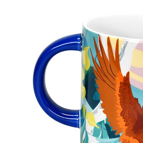 JVJINGSZ Ceramic Coffee Mug Sets Eagle Animal Prints, Microwavable Tea Cups, Unique Style Mugs for Drinking Hot Beverages, Latte, Cappuccino, Espresso, 13.5 oz Large Capacity