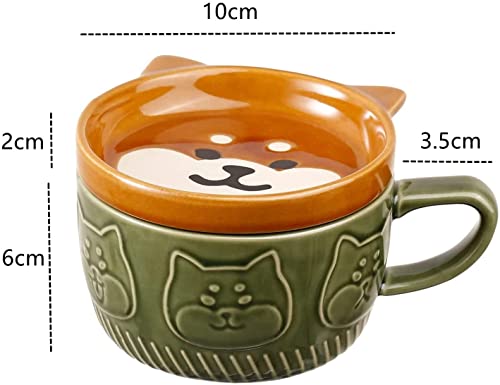 VANUODA Cute Dog Mug with Lid,Animal Ceramic Coffee Tea Cup,Graduation Valentines Mothers Fathers Day Easter Christmas Gifts for Teacher Women Wife Mum Her Kid Girl Boy Friend, Birthday Present Idea