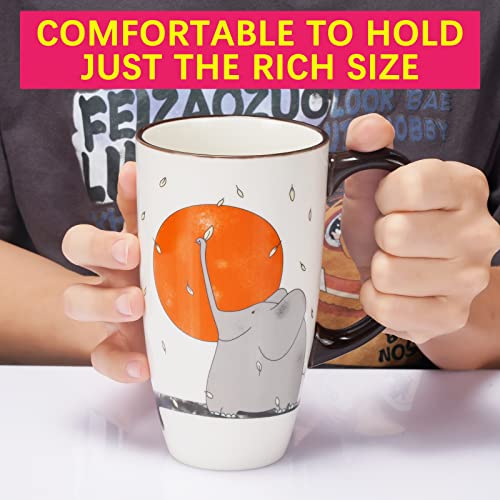 ToCooTo Ceramic Coffee Mug Porcelain Novelty Elephant Mug for Animal Lover 20 oz Large Tea Mug Birthday Gifts for Women Men Mom Dad Kid Teacher Friend Give for Christmas Housewarming Holiday White