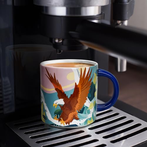 JVJINGSZ Ceramic Coffee Mug Sets Eagle Animal Prints, Microwavable Tea Cups, Unique Style Mugs for Drinking Hot Beverages, Latte, Cappuccino, Espresso, 13.5 oz Large Capacity