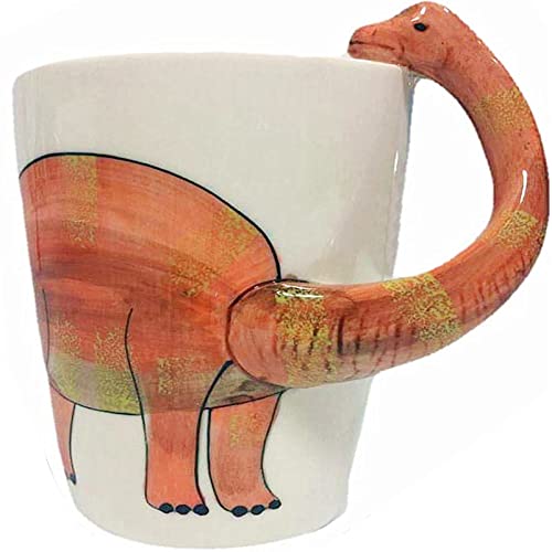 Ponerine 3D Dinosaur Novelty Mugs, Cute Cartoon Ceramic Coffee Mugs & Tea Cup with Long Neck Handle, 12oz