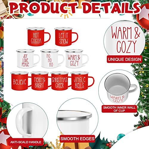 Sieral 27 Pcs Christmas Enamel Coffee Mug Winter Holiday Coffee Mugs with Quotes 12 Oz Seasonal Christmas Mugs White and Red Christmas Cups Funny Novelty Coffee Mugs for Women, Coworkers, Kids