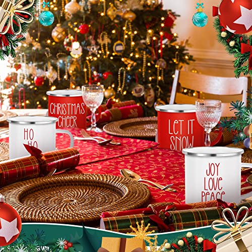 Sieral 27 Pcs Christmas Enamel Coffee Mug Winter Holiday Coffee Mugs with Quotes 12 Oz Seasonal Christmas Mugs White and Red Christmas Cups Funny Novelty Coffee Mugs for Women, Coworkers, Kids