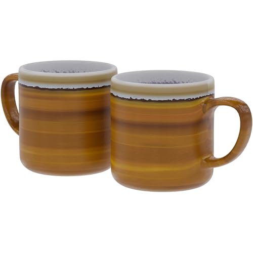 American Atelier Ceramic Glazed Jumbo Coffee Mugs | Set of 2 | Big Tea Mugs with Large Handle Design | Dishwasher and Microwave Safe | Made of Stoneware | 21oz (Yellow)
