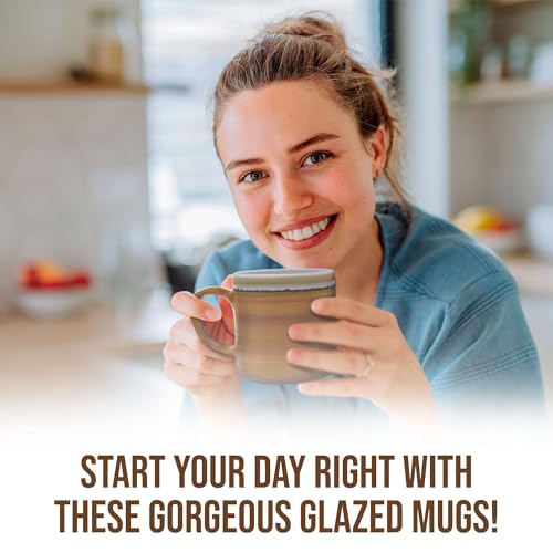 American Atelier Ceramic Glazed Jumbo Coffee Mugs | Set of 2 | Big Tea Mugs with Large Handle Design | Dishwasher and Microwave Safe | Made of Stoneware | 21oz (Yellow)