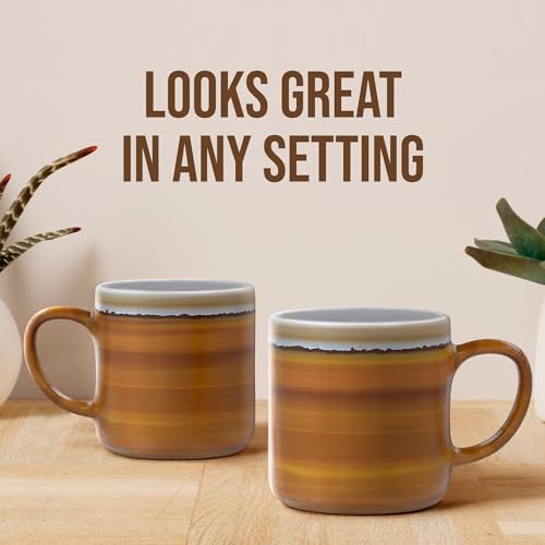 American Atelier Ceramic Glazed Jumbo Coffee Mugs | Set of 2 | Big Tea Mugs with Large Handle Design | Dishwasher and Microwave Safe | Made of Stoneware | 21oz (Yellow)