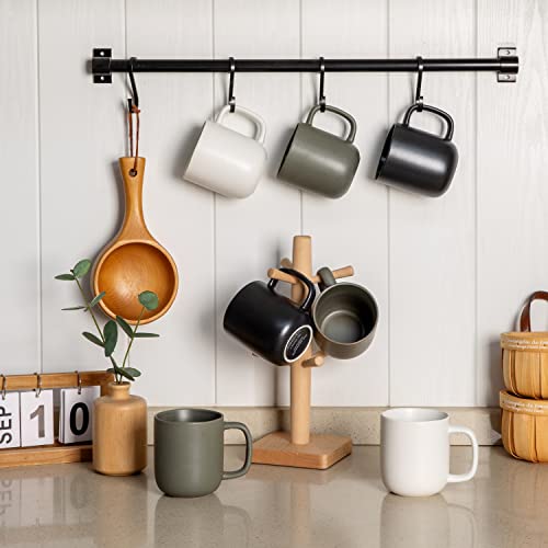 AmorArc 14oz Coffee Mugs Set of 6, Ceramic Coffee Mugs with Large Handle & Wavy Rim for Latte/Hot Cocoa/Tea, Stylish Coffee Mugs for Men Women. Oven,Dishwasher&Microwave Safe, Matte White