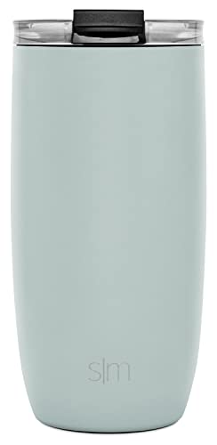 Simple Modern Travel Coffee Mug Tumbler with Flip Lid | Reusable Insulated Stainless Steel Cold Brew Iced Coffee Cup Thermos | Gifts for Women Men Him Her | Voyager Collection | 16oz | Sea Glass Sage