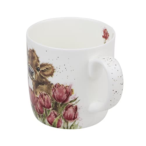 Royal Worcester Wrendale Designs Bessie Cow Mug | 14 Ounce Large Coffee Mug with Cow Design | Made from Fine Bone China | Microwave and Dishwasher Safe