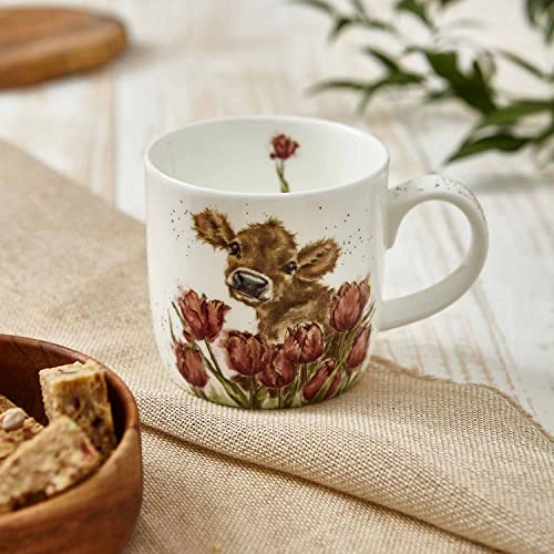 Royal Worcester Wrendale Designs Bessie Cow Mug | 14 Ounce Large Coffee Mug with Cow Design | Made from Fine Bone China | Microwave and Dishwasher Safe