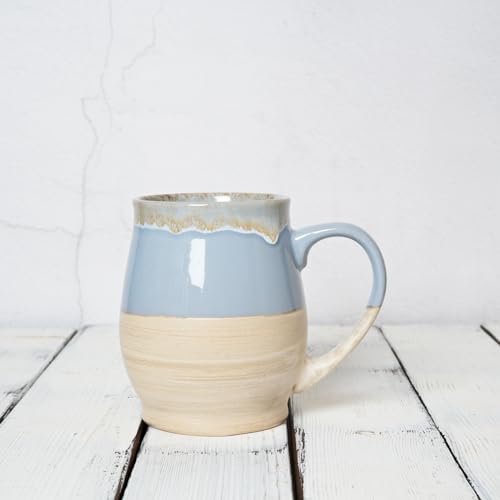 Bosmarlin Extra Large Ceramic Coffee Mug, 25 Oz, Dishwasher and Microwave Safe, Big Oversized Tea Cup, Reactive Glaze (Light Blue)