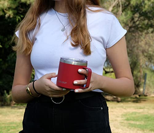 CHILLOUT LIFE Stainless Steel 16 oz Vacuum Insulated Coffee Mug with Handle and Lid, Large Thermal Camping Coffee Mug Cup with Durable Sliding Lid for Men & Women, Keeps your Beverages Hot & Cold