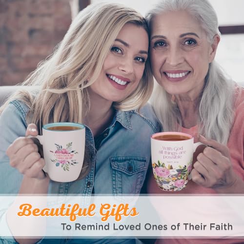 Christian Art Gifts Inspirational Ceramic Coffee & Tea Mug for Women: Mercies are New Every Morning Encouraging Bible Verse, Microwave & Dishwasher Safe Novelty Drinkware, White & Pink Floral 12 oz.