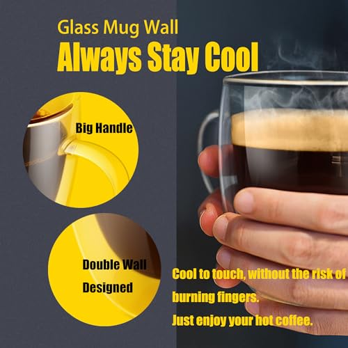 Double-Walled Clear Glass Coffee Mug Set of 2