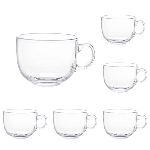 Maredash Set of 6 Clear Jumbo Glass Mugs