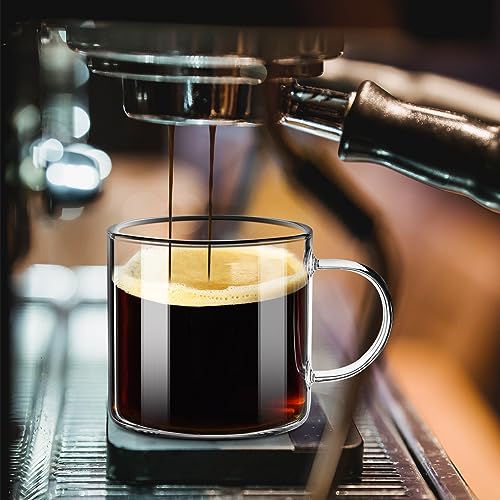 PARACITY Set of 2 Clear Glass Coffee Mugs