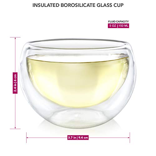 Teabloom Double Walled Cups (5 oz / 150 ml) – Set of 2 Insulated Glass Cups for Tea, Coffee, Espresso, and More – Classica Teacups Collection