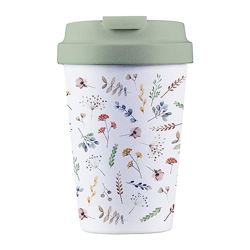 Sustainable Deluxe Cup – Reusable Coffee Mug with Resealable Lid – Cute Travel and To Go Cup for Women – Plant based – Dishwasher Safe, Microwavable and light weight – BPA and Melamine Free – 12 oz