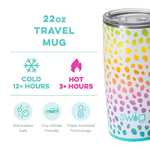 Swig Life 22oz Travel Mug, Insulated Tumbler with Handle and Lid, Travel Coffee Mug, Cup Holder Friendly Travel Mug, Stainless Steel 22 oz Tumbler, Reusable Insulated Tumbler with Lid (Wild Child)