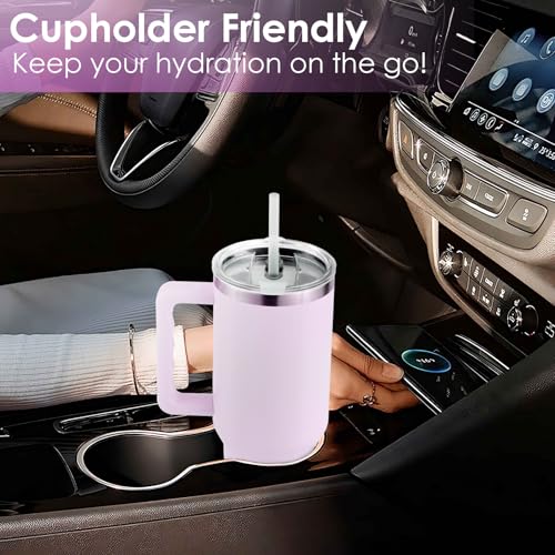 Ochapa 40 oz Tumbler with Handle and Straw Lid Stainless Steel Vacuum Insulated Cup Holder Friendly Keep Cold Coffee Tea Water Gift for Women Men Car Gym Travel, Pink