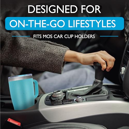 ECOYEE Coffee Travel Cup | Insulated Tumbler with Handle and Lid, Cup Holder Friendly, Dishwasher Safe, Stainless Steel, Insulated Coffee Mug with Lid and Handle (Speckied Cyan,20oz)