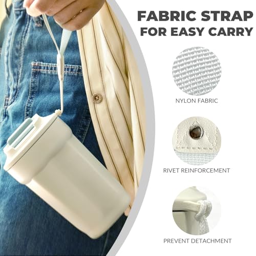 Puraville 12oz Stainless Steel Tumbler, Double Wall Vacuum Insulated Coffee Tumbler Travel Coffee Mug with Leak Proof Lid, Reusable Thermal Cup for Hot and Cold Drinks,Cream