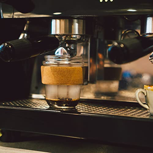 SoleCup. Travel Mug Loose Tea Infuser - Detachable Tea Strainer with Spillproof Lid - BPA-Free Reusable Glass Travel Coffee Cup with Cork Band (Blue)