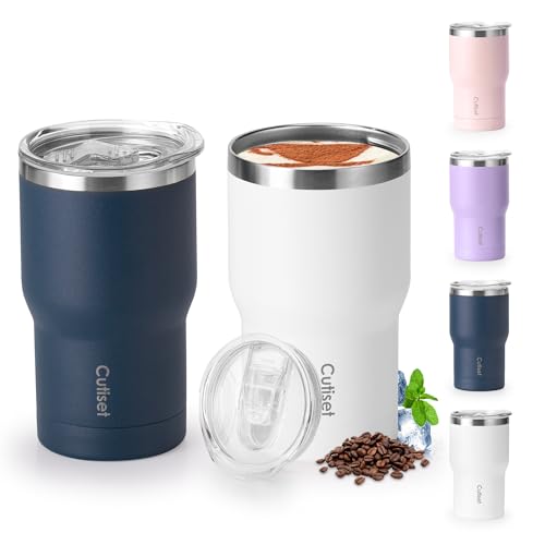 Cutiset 12oz Coffee Tumbler, 2 Pack Insulated Tumblers Bulk,Dishwasher Safe, Iced/Thermo Coffee Mug Cup Gifts for Women Men Couples Car Party Office…