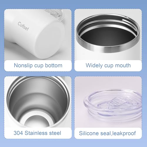 Cutiset 12oz Coffee Tumbler, 2 Pack Insulated Tumblers Bulk,Dishwasher Safe, Iced/Thermo Coffee Mug Cup Gifts for Women Men Couples Car Party Office…