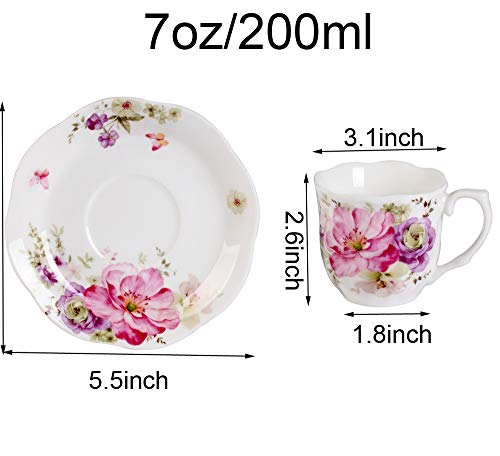 12 PCS Floral Bone China Tea & Coffee Set