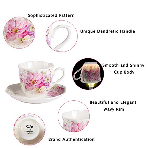 12 PCS Floral Bone China Tea & Coffee Set