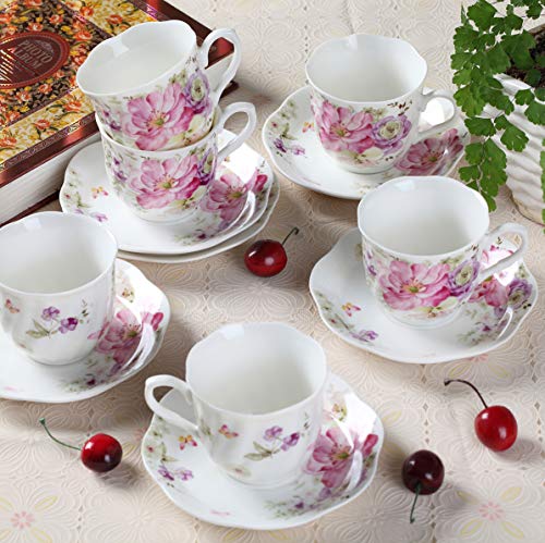 12 PCS Floral Bone China Tea & Coffee Set