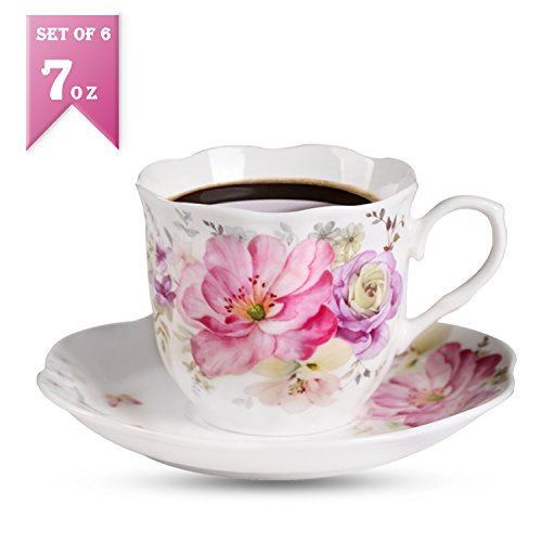 12 PCS Floral Bone China Tea & Coffee Set